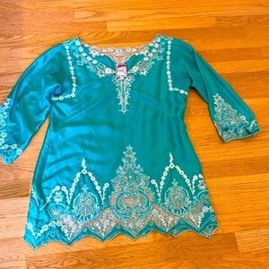 Designer silk embroidery tunic